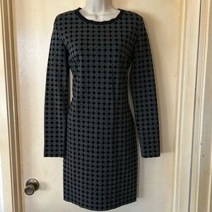 Artelier Nicole Miller Black and Grey Dot Long Sleeve Dress size M